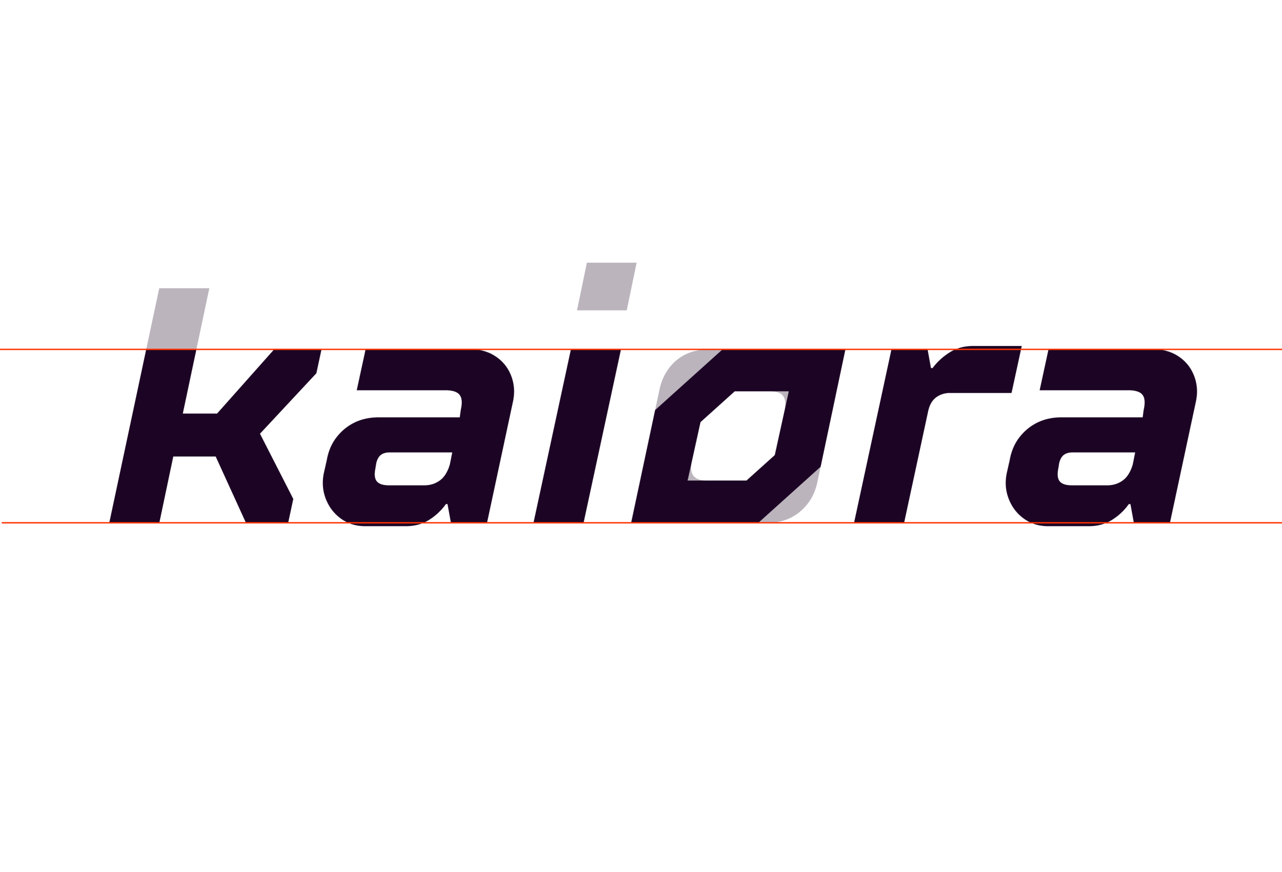 Kaiora-Schriftzug bei dem die Oberlänge des K, der i-Punkt und die Rundungen des o angeschnitten sind. Die abgeschnittenen Bereiche sind in noch leicht zu sehen.