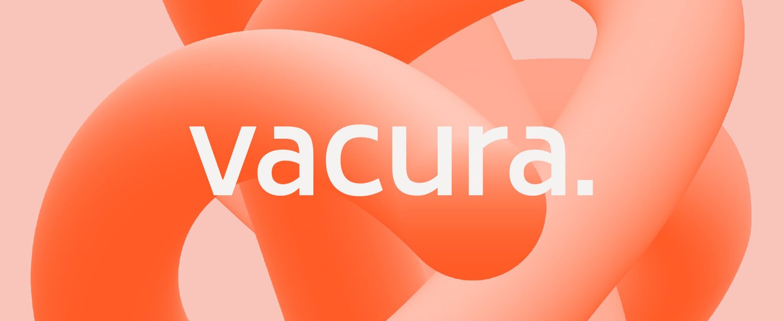 Vacura-Schriftzug auf buntem Hintergrund mit organischem gestaltungselement